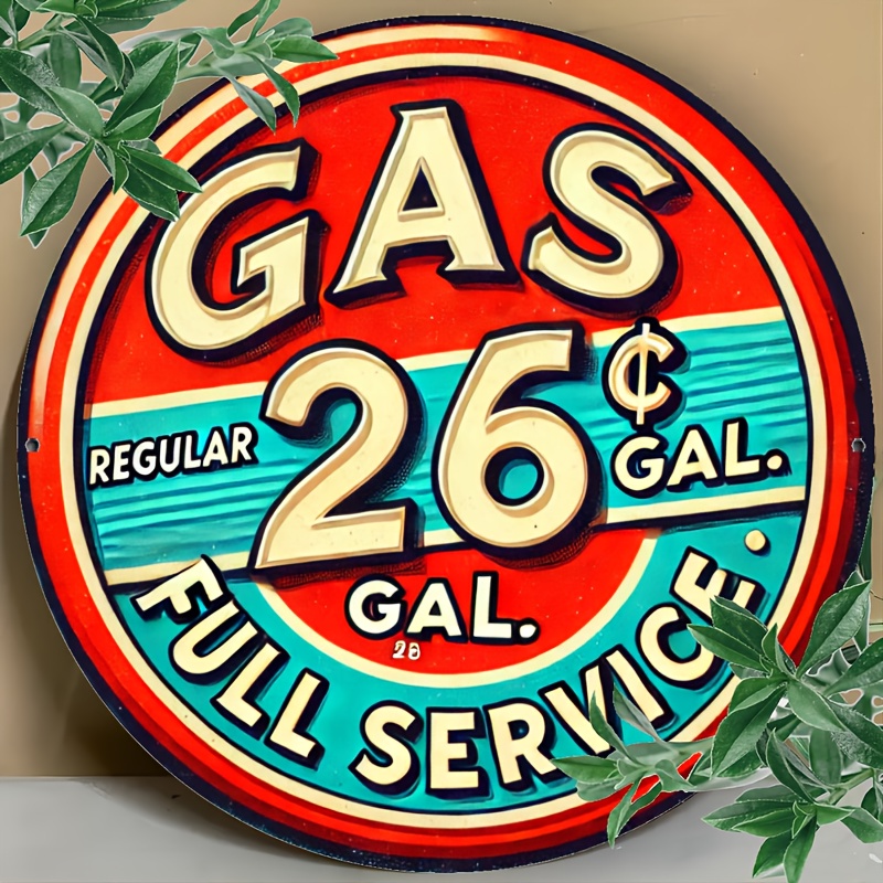 TEMU 2d Flat - 1pc 8x8 Inch Vintage Gas Metal Sign | Classic Iron Wall Art Sign For Home Decor, Multipurpose Use, Wall Hanging