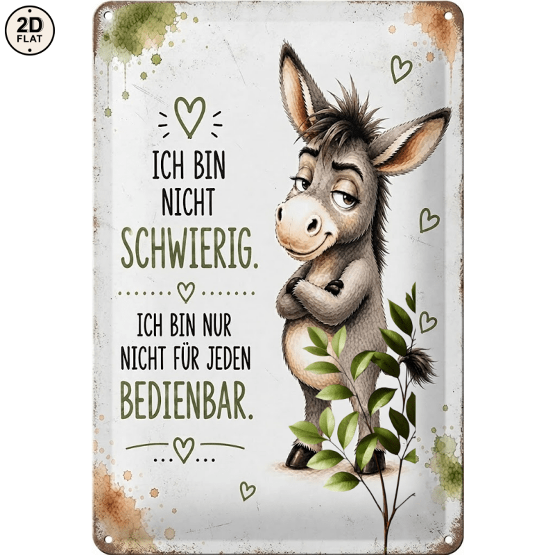 Image of 2d Flat - 【2d Flat】 2d Flat - [2d Flat] 1pc Metal Sign. Funny Donkey With Attitude Quote Perfect For Home, Office, Bar, Outdoor Decor 20x30cm 2d Flat