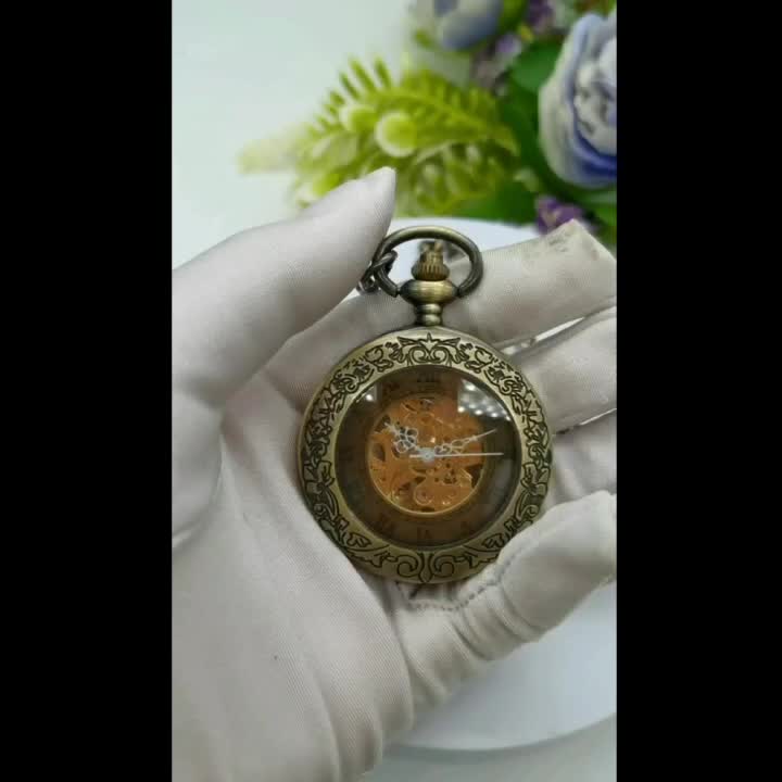 Reloj de bolsillo vintage mecánico automático, reloj de bolsillo retro con  tapa abatible, para estudiantes masculinos y femeninos, collar tallado