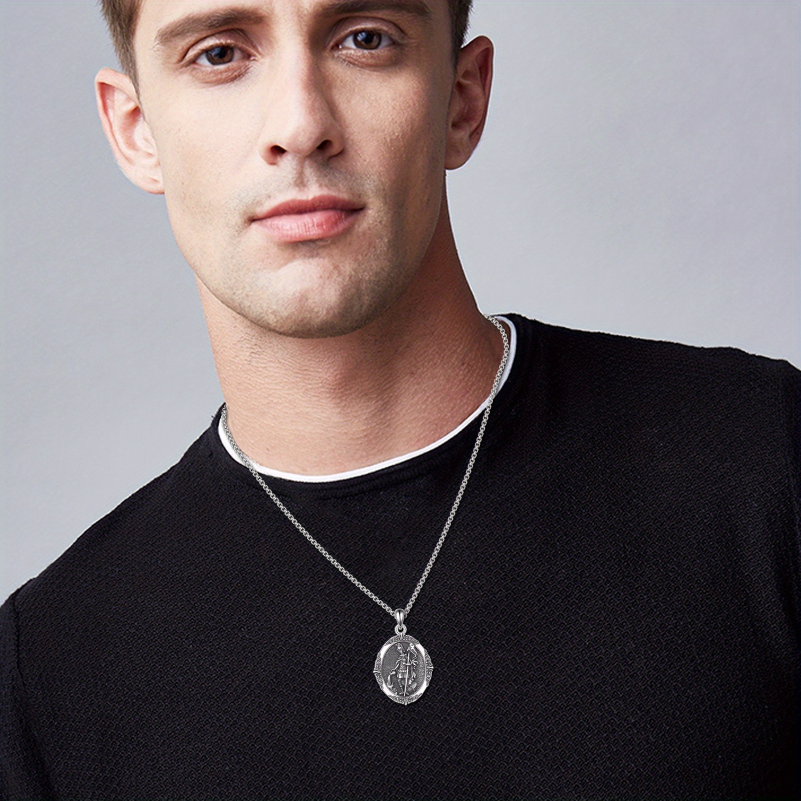 925 Sterling Silver St Florian Firefighter Pendant Necklace