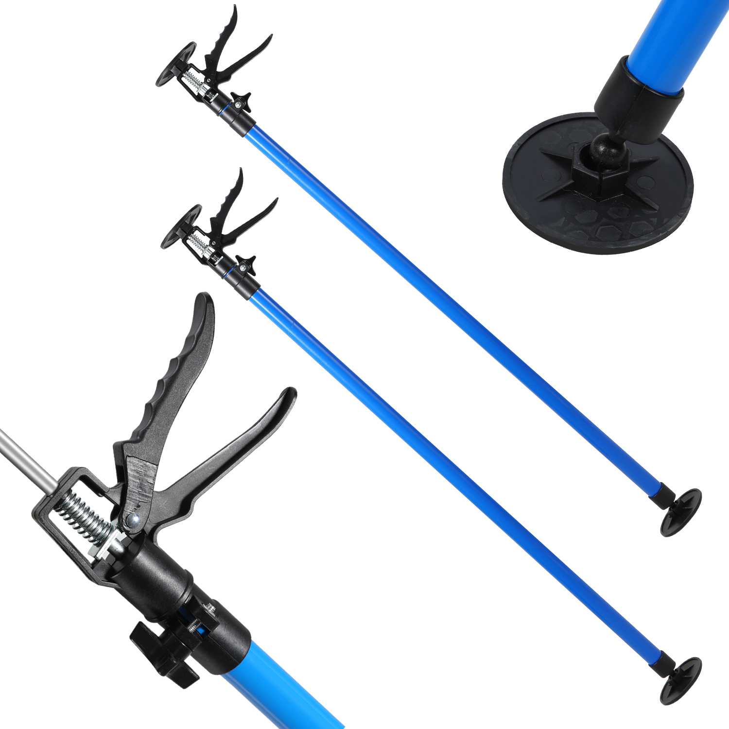 2-pack Professional Heavy Duty Telescopic Support Poles, 115-290cm Adjustable Steel Third Hand, 110lbs Each, For Drywall And Cabinet Installation