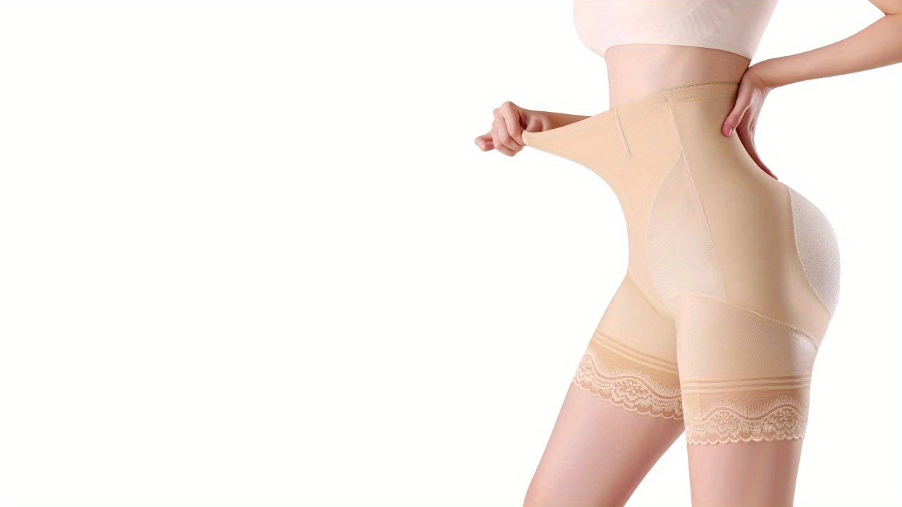 Solid Lace Trim Shaping Panties Seamless High Waist Tummy - Temu United  Kingdom