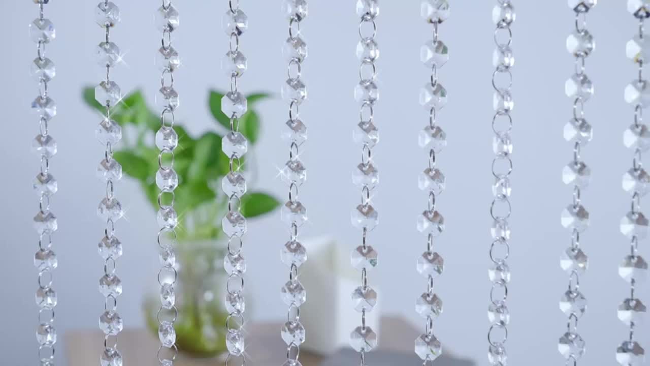 12 Pcs 39FT in Total Crystal Garland, KINJOEK Crystal Clear Glass Bead  Garland Chandelier Hanging for Wedding Home DIY Craft Jewelry Party Tree