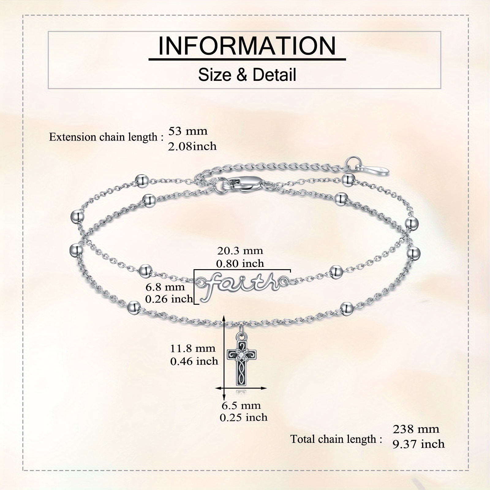 925 Sterling Silver Cross Bracelet for Women