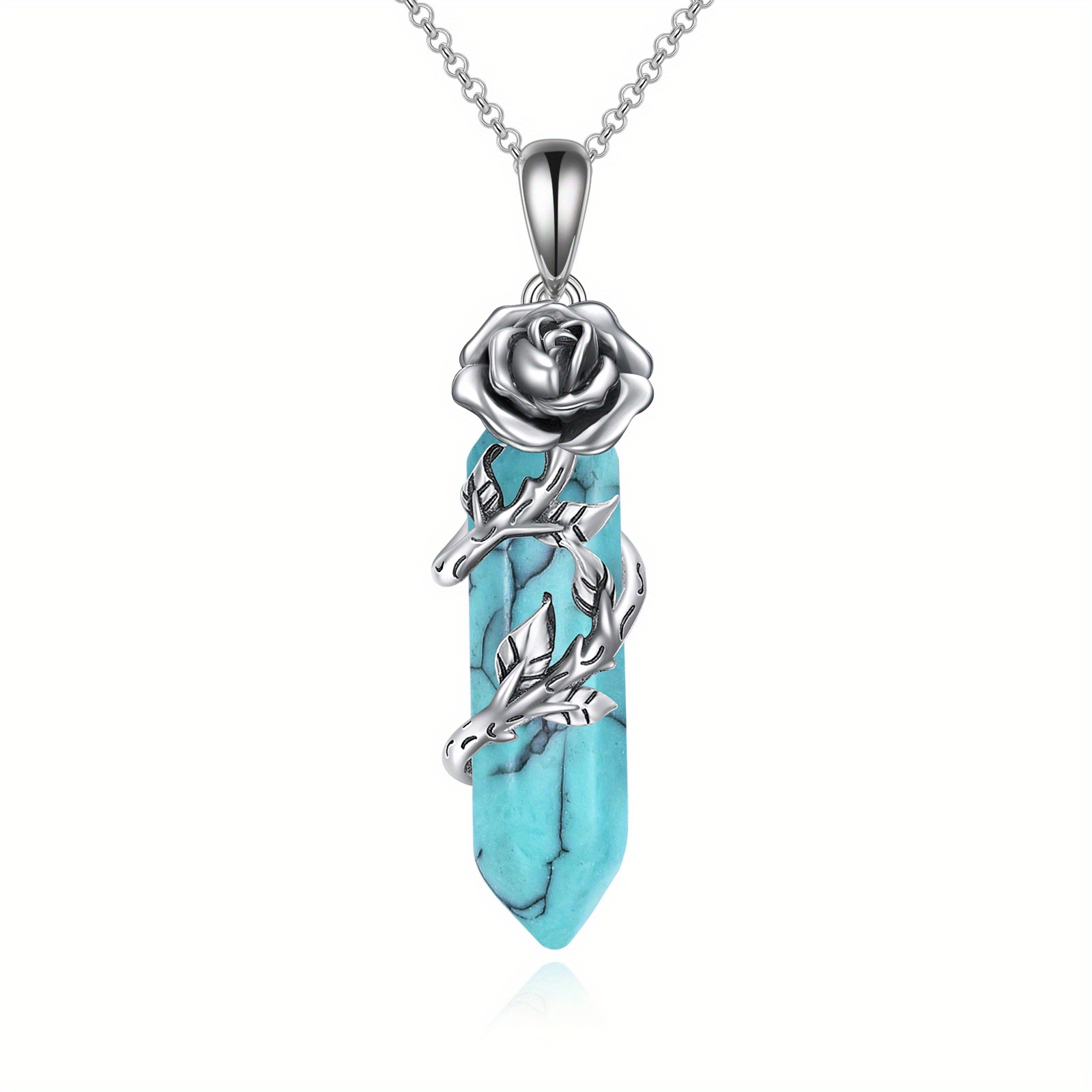 Image of Yfn Turquoise Necklace For Women Sterling Silvery Pendant Mothers Day Jewelry Gifts For Mom Daughter S
