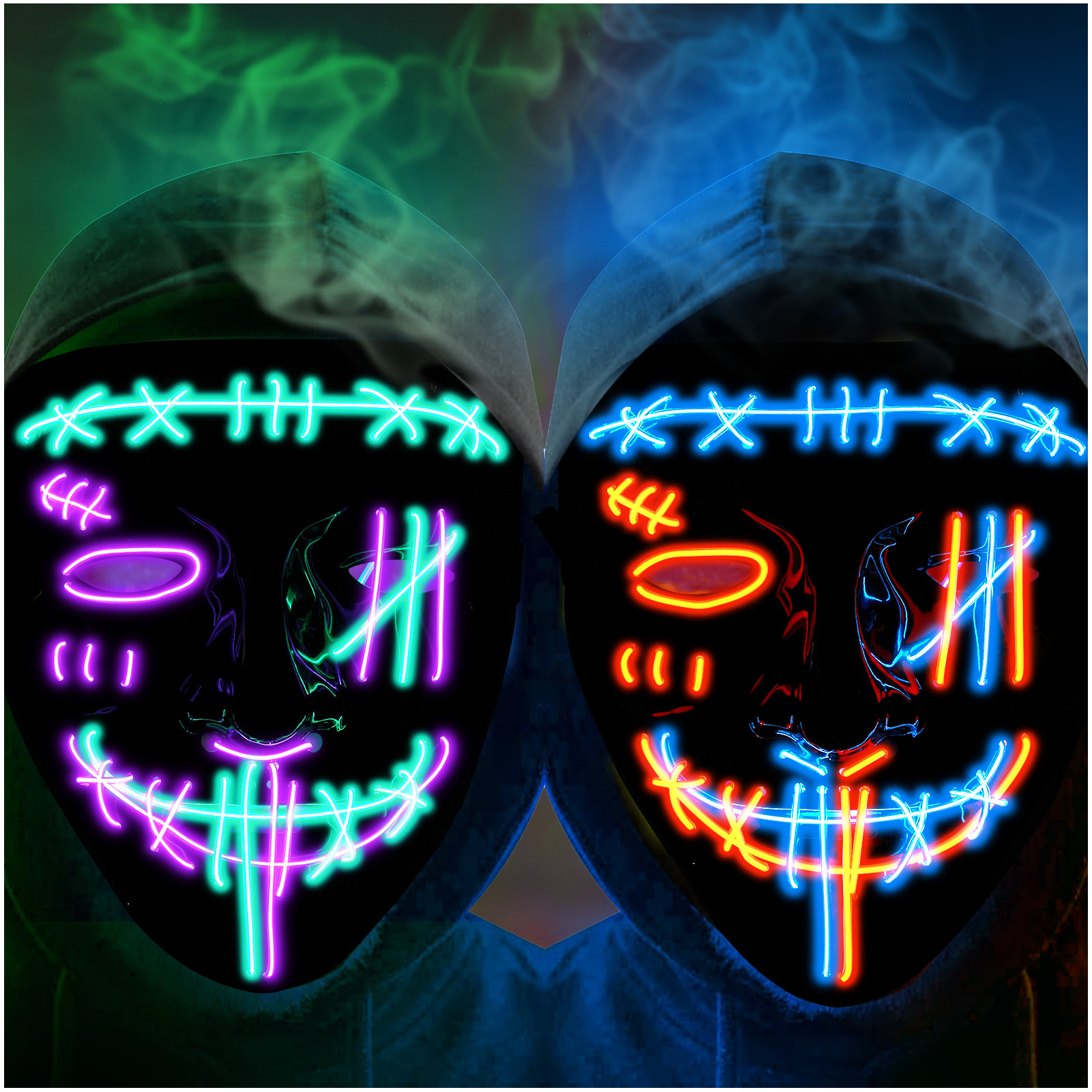 

2pack Mask Scary Mask Mask With 3 Lighting For Cosplay Costume.