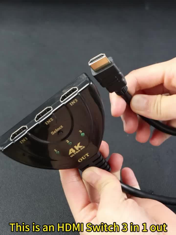Un appareil de commutation HDMI 3-en-1 pour connecter un boîtier décodeur à un moniteur via un câble HDMI 2.0, prenant en charge une résolution 4K@60/30Hz. – Image 9
