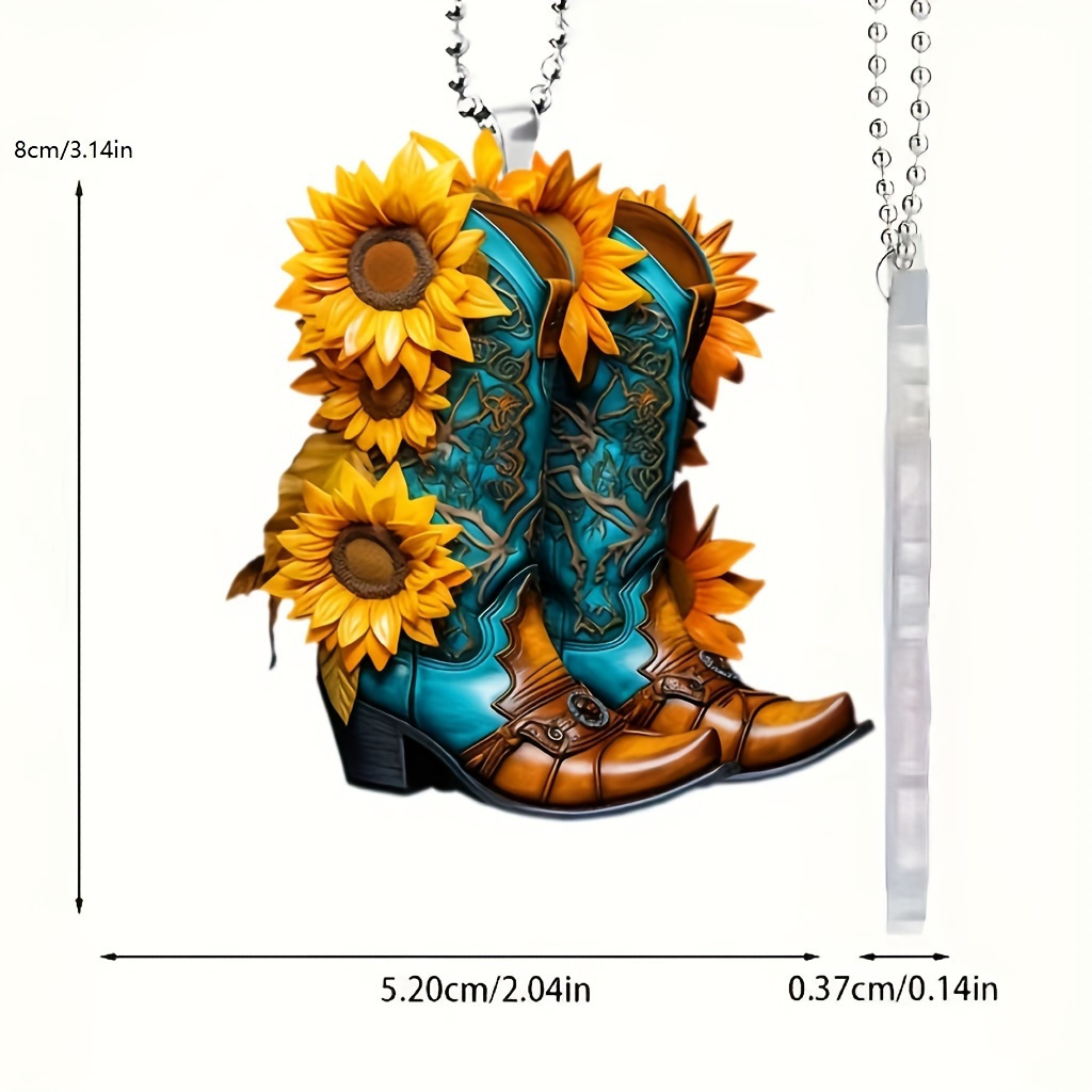 Acrylic Cowboy Boots Hat And Flowers Hanging Multifunction - Temu