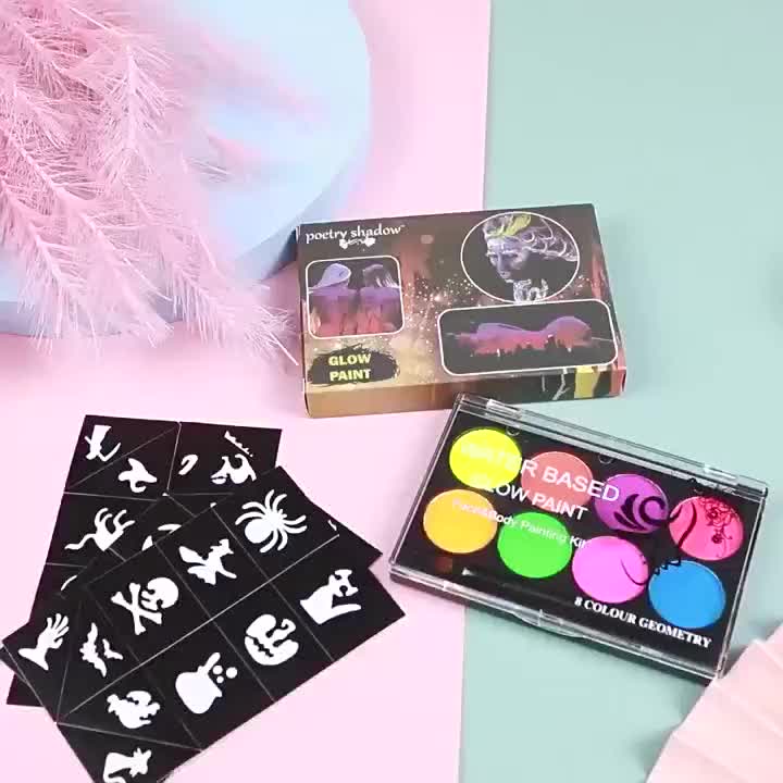 Dropship CC Beauty UV Glow Face Body Paint Palette, 8 Neon Glow In Black  Lights Face