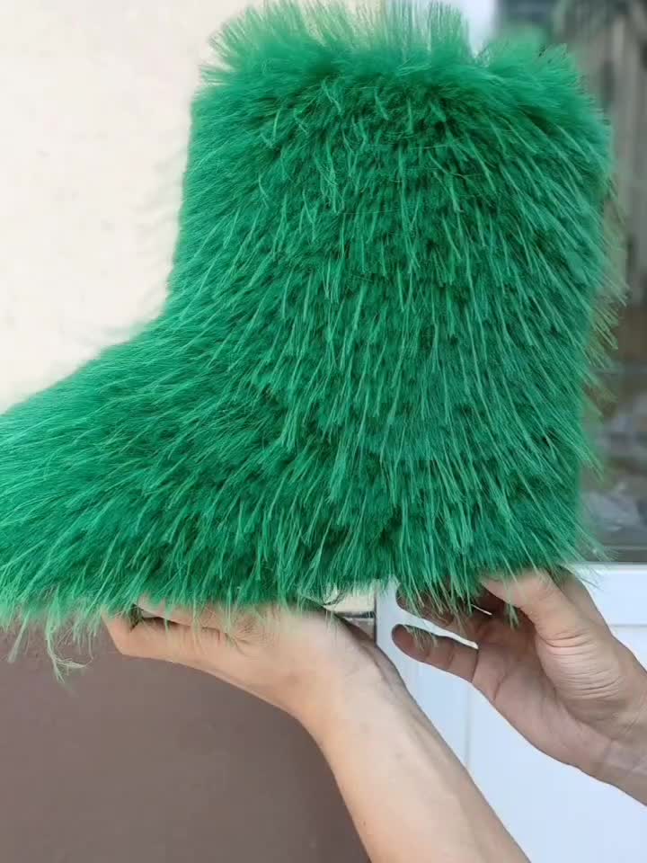 Green on sale fuzzy boots