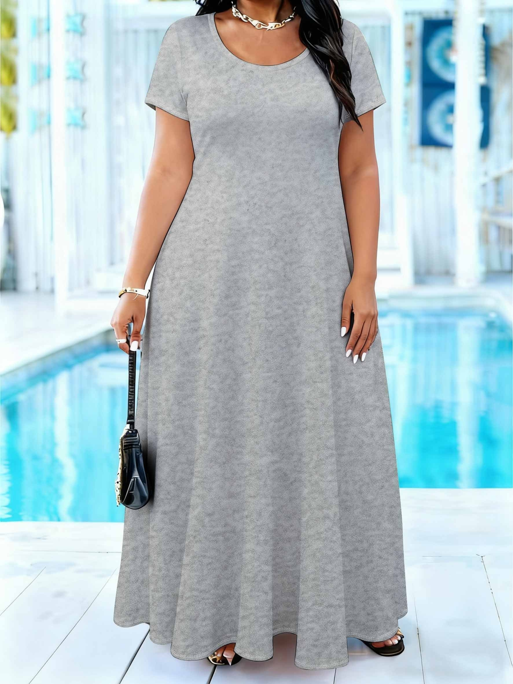 grey casual dress Women's Mini Knit Dress Dress Sheath Dress Fashion Outdoor Party Holiday Regular Fit Plain Long Sleeve Crew Neck Light Fall 2026 The name describes the dress very well Ash Grey Dress