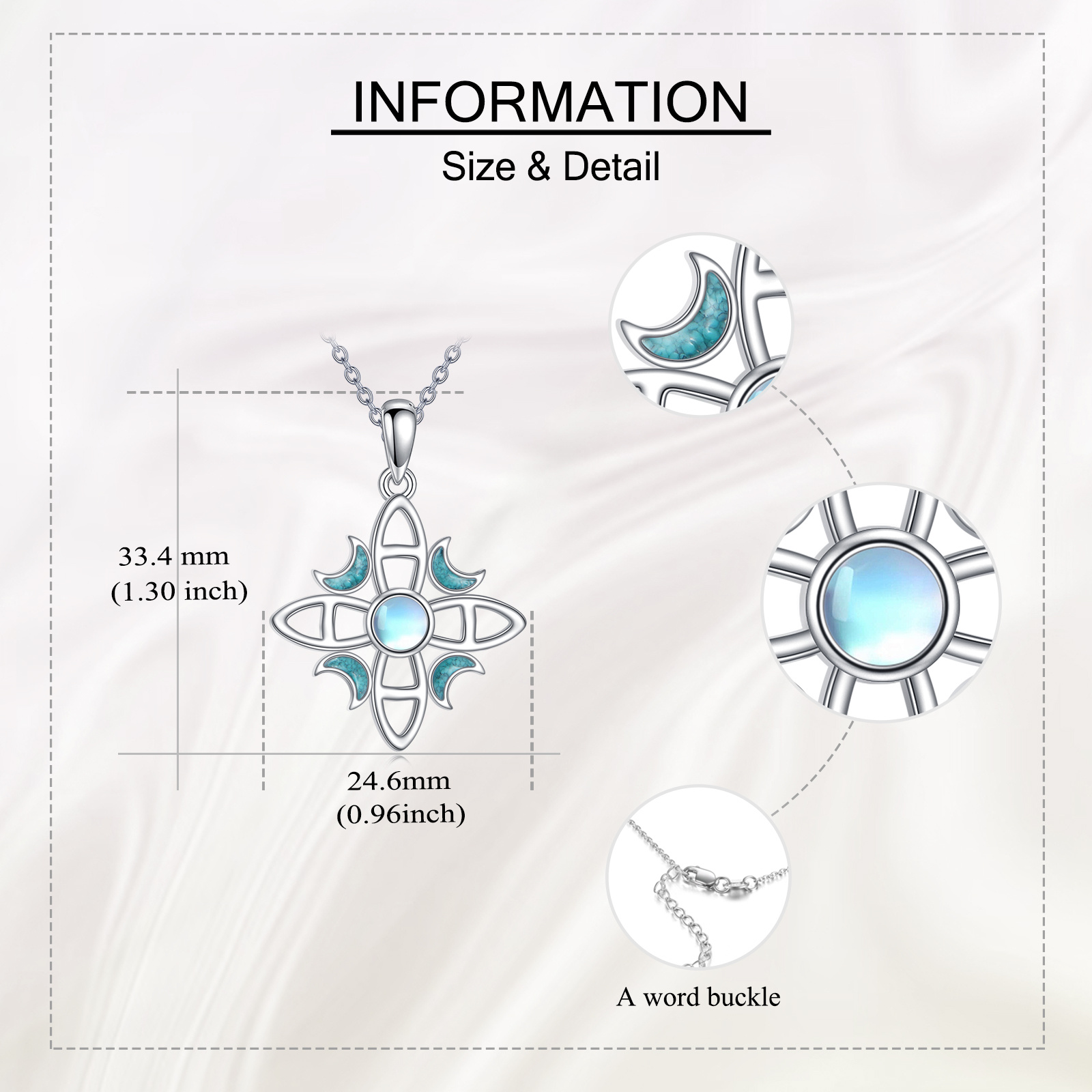 Women's 925 Sterling Silver Wizard Necklace with Synthetic Turquoise & Moonstone