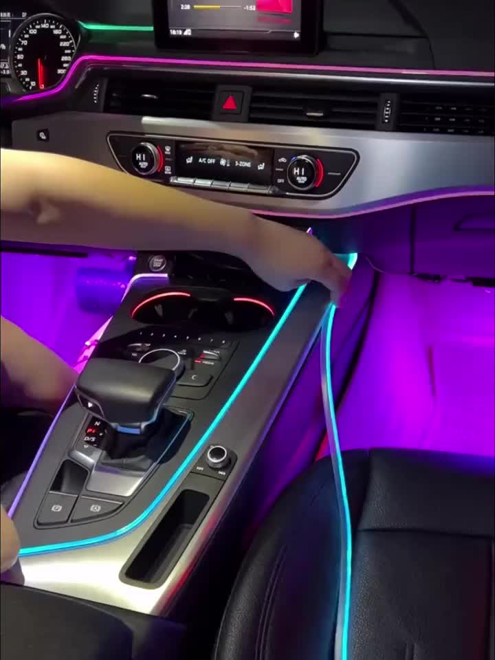  Jushope Tira de luces LED para interiores de automóvil con  aplicación inalámbrica y control remoto, kits de iluminación ambiental RGB  5 en 1 con fibra óptica de 236 pulgadas, luces de