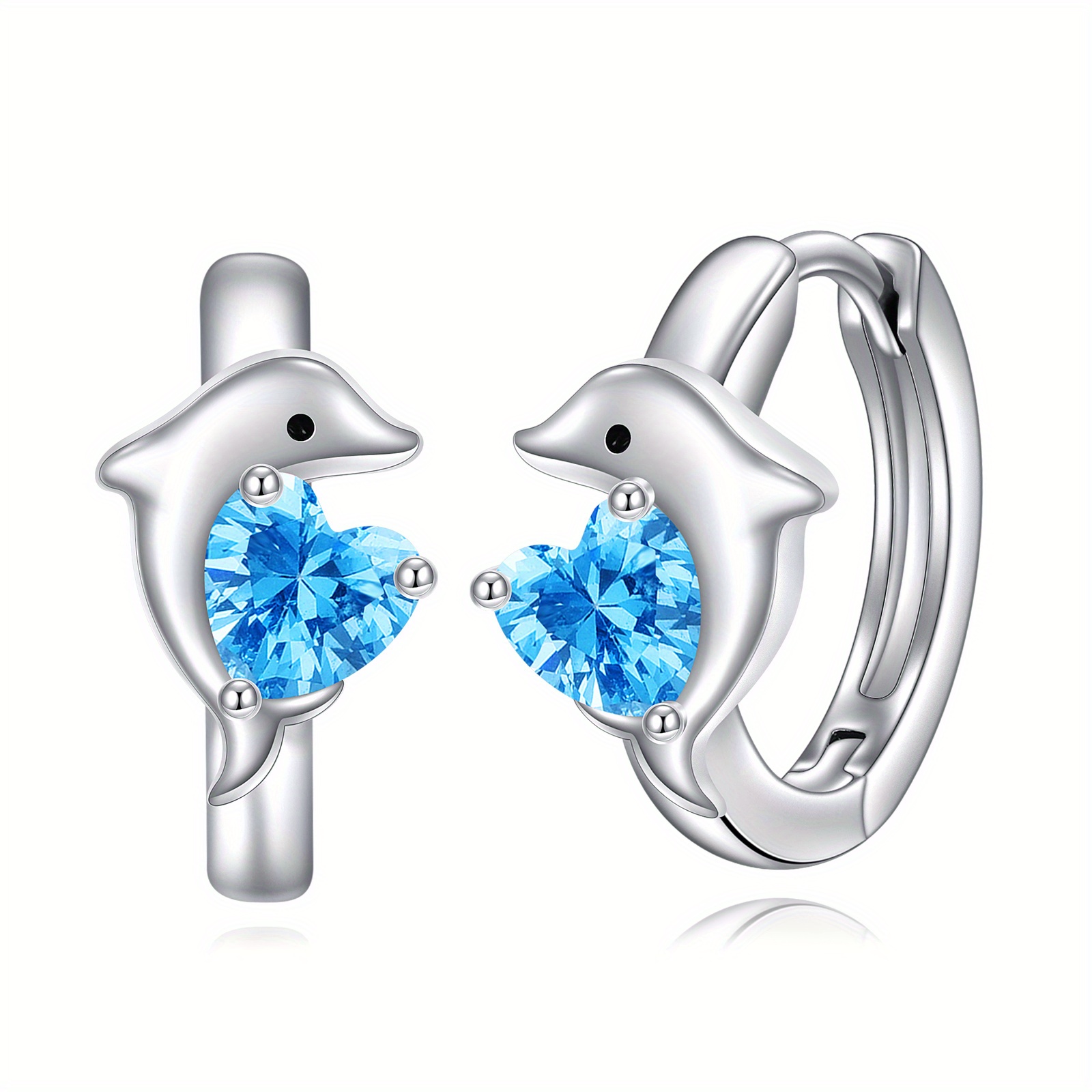 Image of Hoop Earrings, 925 Sterling Silver Animal Jewelry With Pink Zirconia For Women