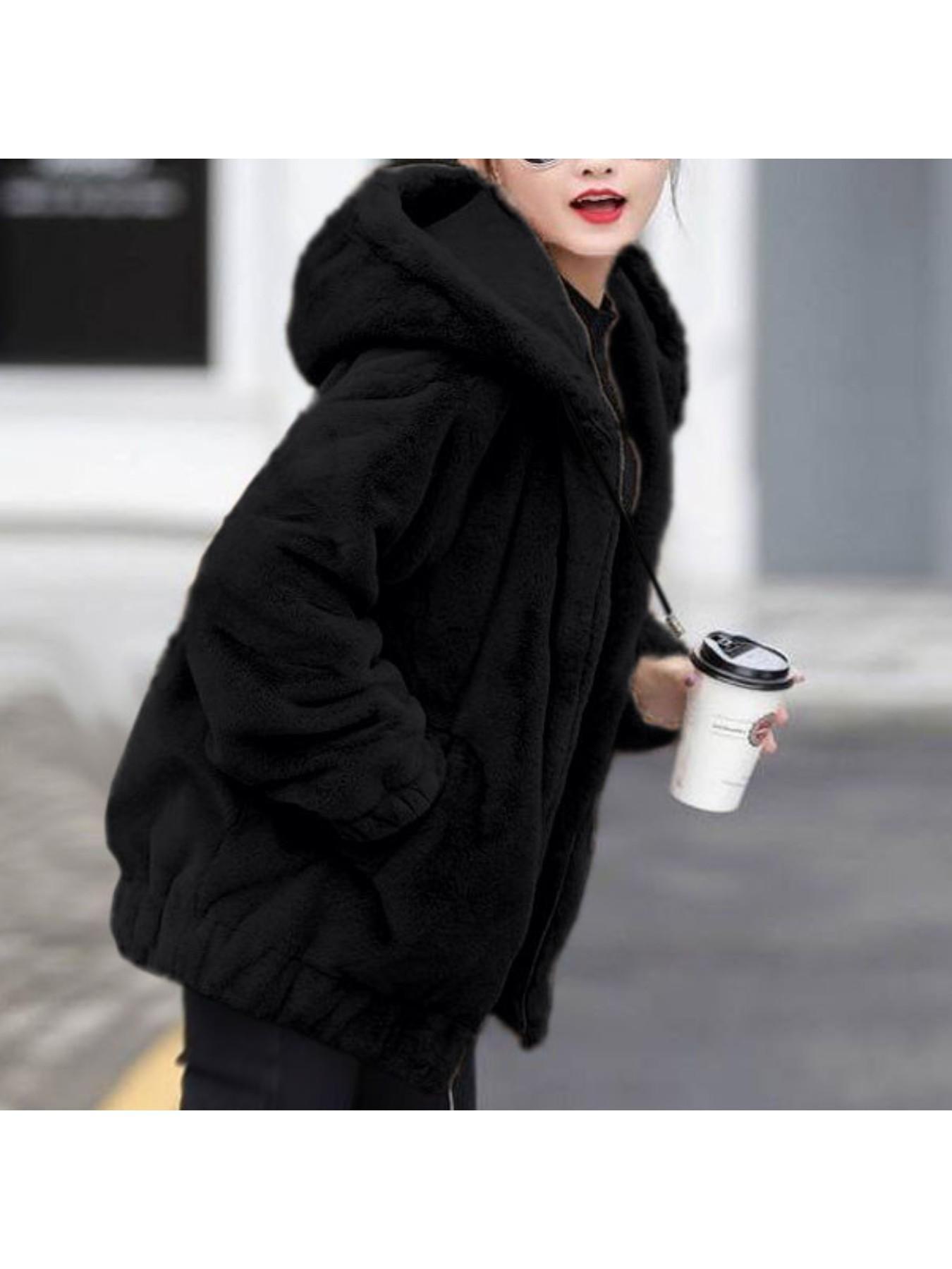 Teddy Bear Shacket Women Black Womens Shacket Jacket,Plus Size