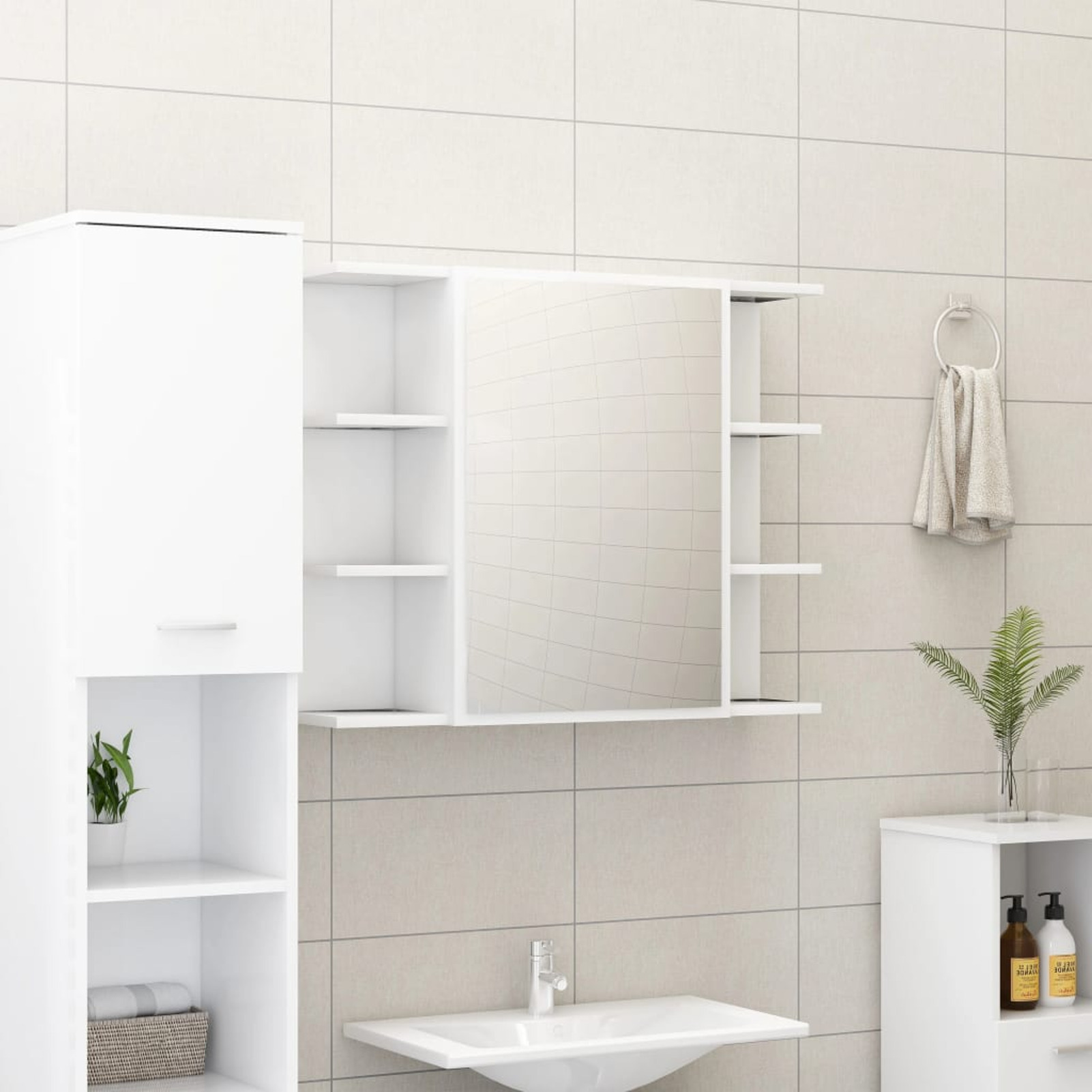 Bathroom Mirror Cabinet White 80x20.5x64 Cm Bathroom Furniture Wall Cabinets