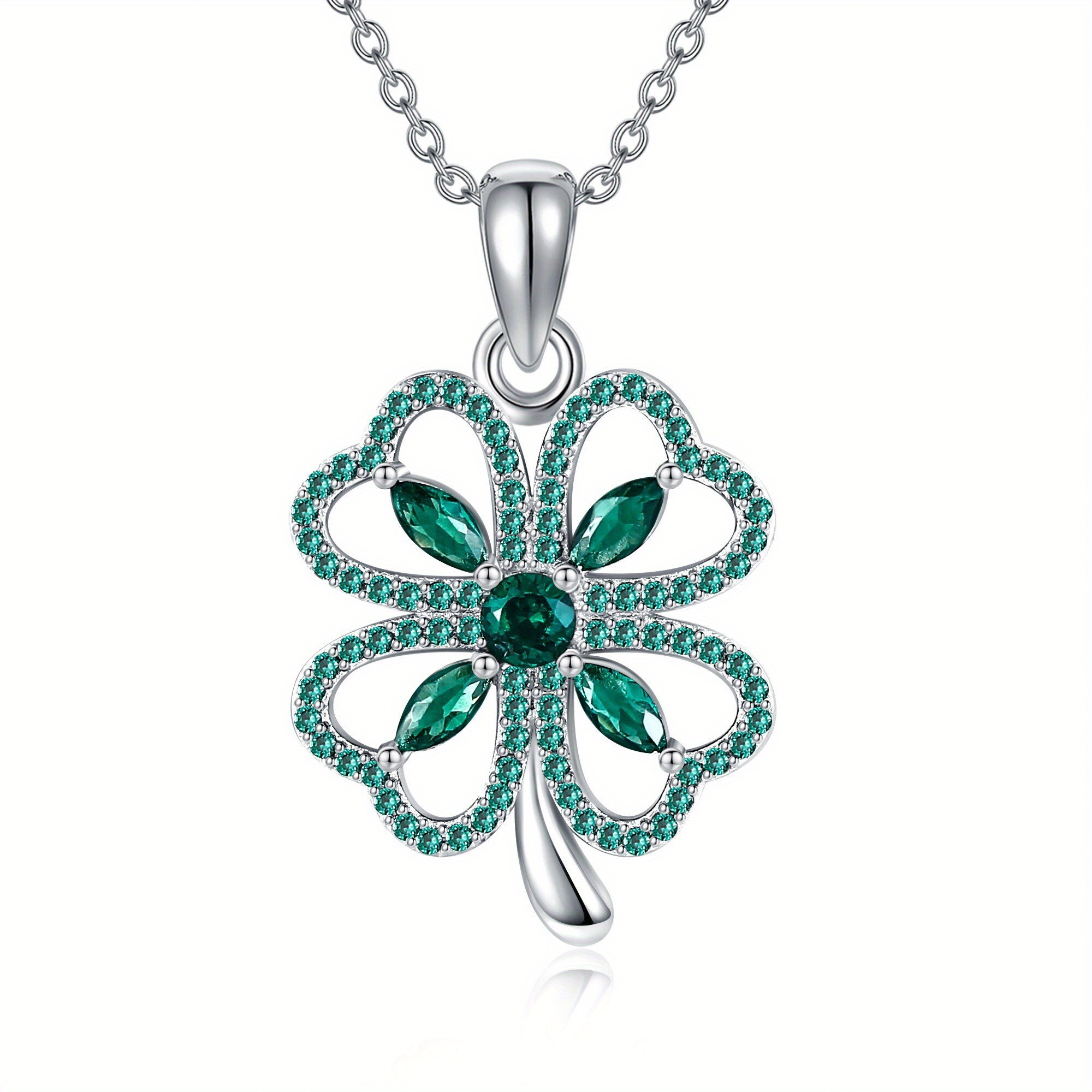 Women's 925 Sterling Silver Four Leaf Clover Necklace