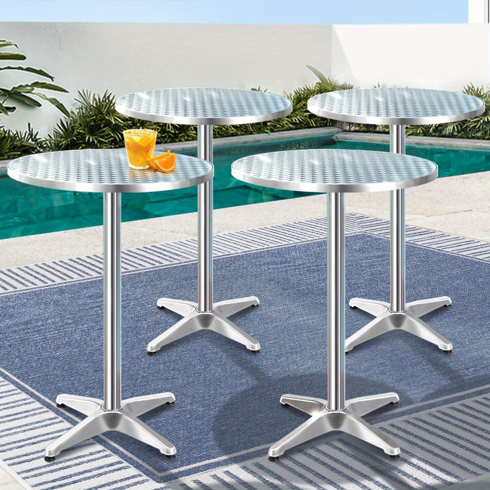 TEMU Gardeon 4pcs Outdoor Bar Table Furniture Adjustable Aluminium Cafe Table Round