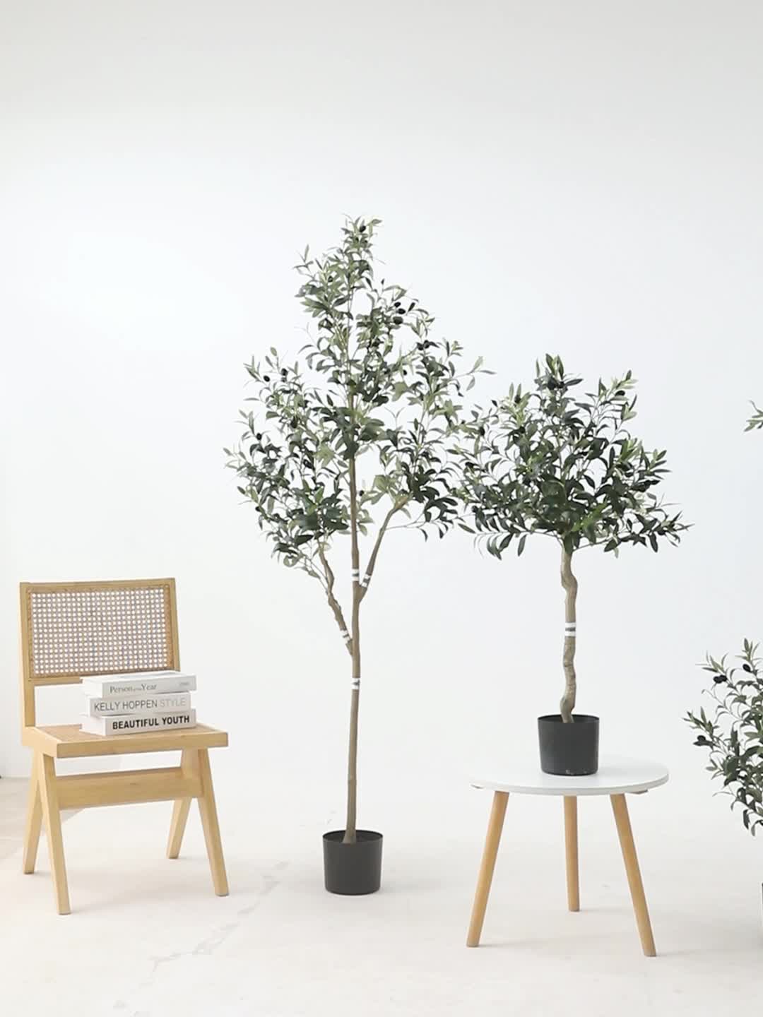  Árboles artificiales de alta simulación árbol de olivo  artificial en maceta, sin árbol de simulación que consume mucho tiempo, dos  opciones, 37 pulgadas de alto, una sola pieza. Plantas artificiales árbol