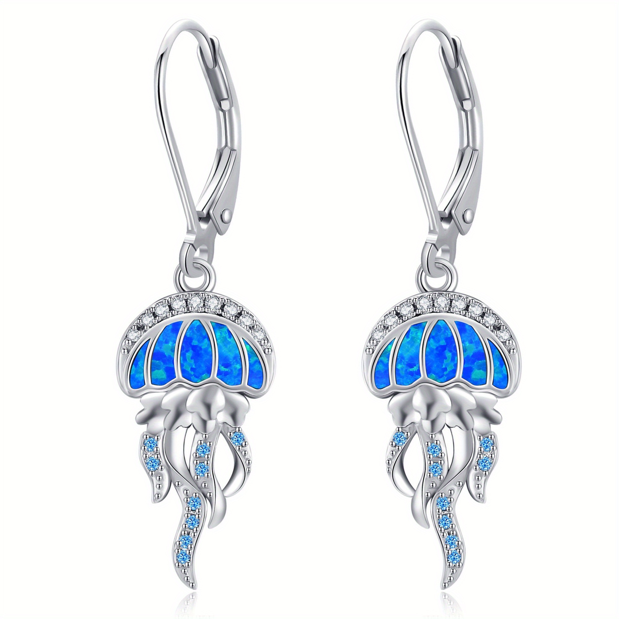 Women's 925 Sterling Silver Jellyfish Dangle Earrings