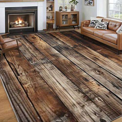 wooden board pattern style flooring design washable carpet living room carpet bedroom carpet soft retro style dining room carpet non shedding low plush carpet suitable for home office decoration foyer kitchen bathroom carpet