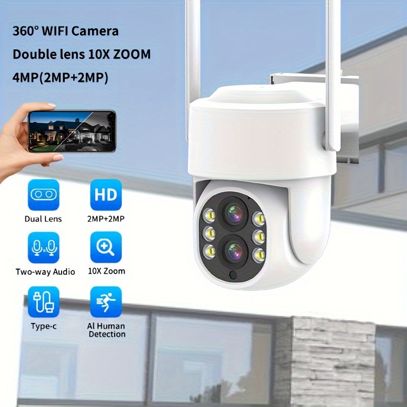 Cámara De Vigilancia 720P 1MP Baby Pet Monitor Voz bidireccional 360 HD  CCTV Cámara de seguridad con soporte