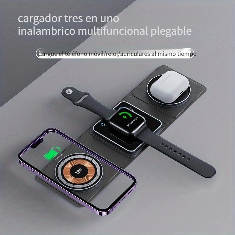  Cargadores inalámbricos 3 en 1 para teléfono celular, estación  de carga para múltiples dispositivos Apple, soporte de cargador inalámbrico  rápido para iPhone 14/13/12/11/Pro/Max, para Apple Watch, para AirPods  (blanco) : Celulares