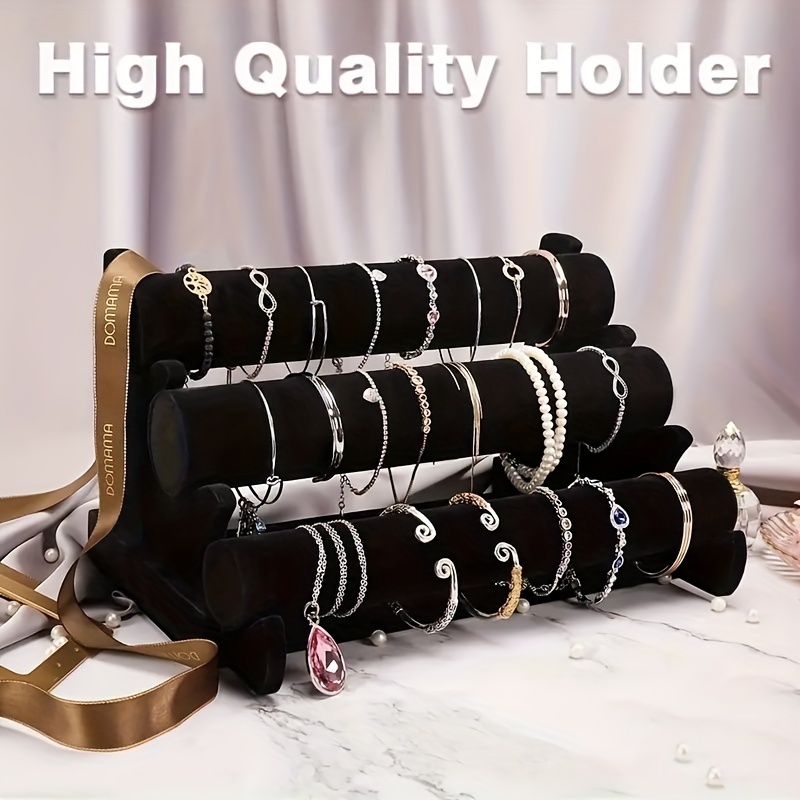 MMA Jewelry Display Box Bracelet Holder Organizer Anklet Storage Case  Bangle Showcase Jade Bracelet Display Shelf (Black)