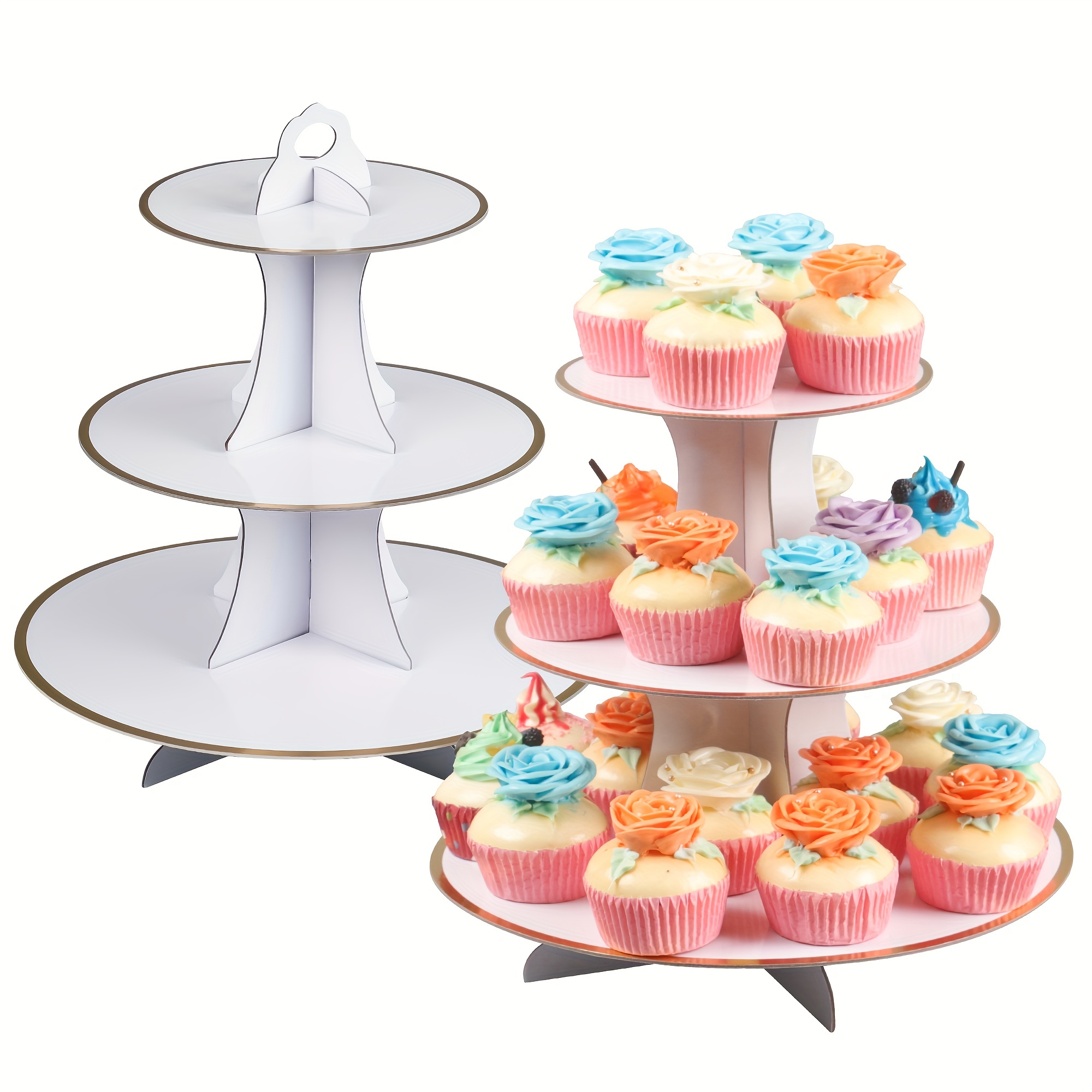 2set, Gone Fishing Party Supply Cupcake Stand 3 Tire Round Cardboard  Fishing Cupcake Stand Dessert Tower Holder Serving Stand For Gone Fishing  Themed