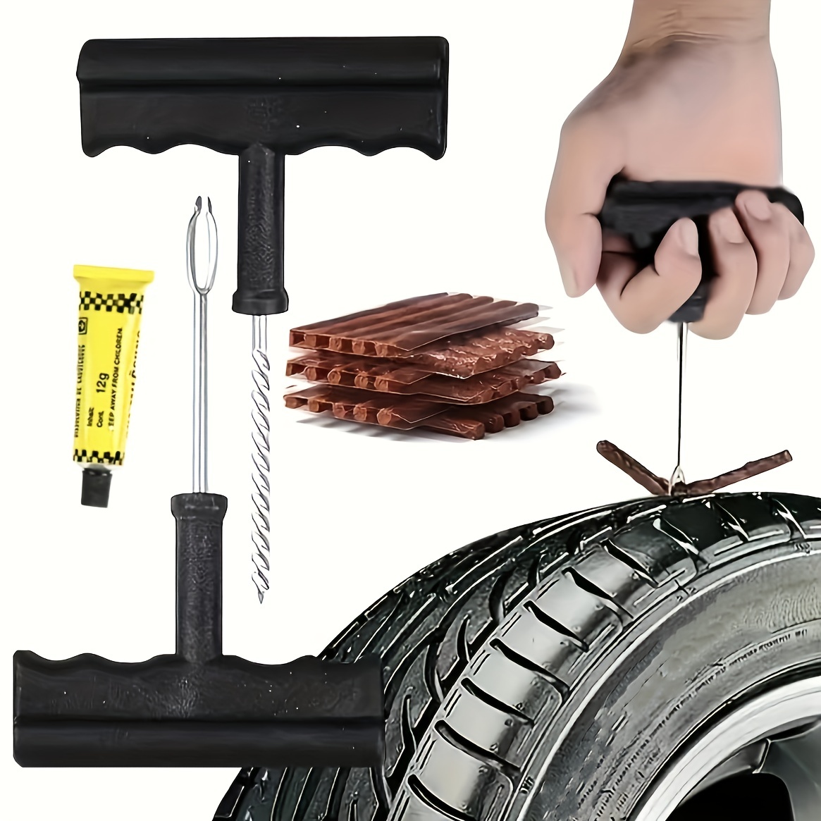 Pegamento de reparación de neumáticos de 4.1 fl oz,Adhesivo de reparación  de neumáticos de coche,Agente de reparación de grietas de neumáticos para