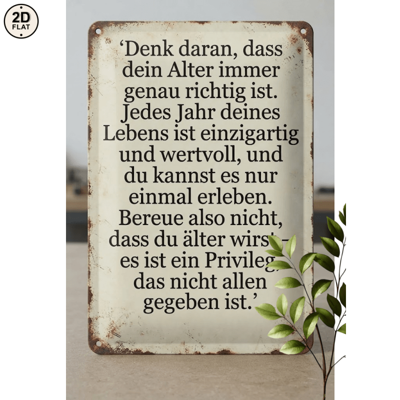 Image of 2d Flat, 1pc Metal Sign. Aging Is A Privilege Inspirational Quote Perfect For Home, Office, Bar, Outdoor Decor 20x30cm 2d Flat, 2d Flat