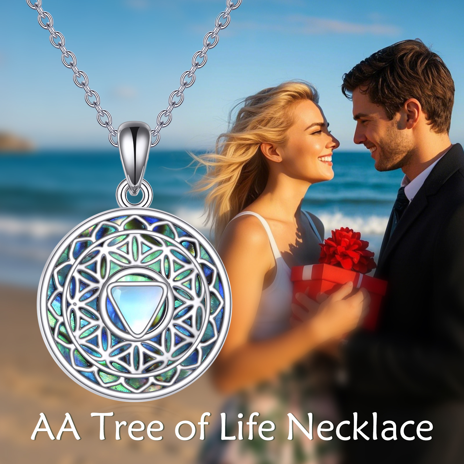 Women's 925 Sterling Silver Abalone Shell Sobriety Pendant Necklace