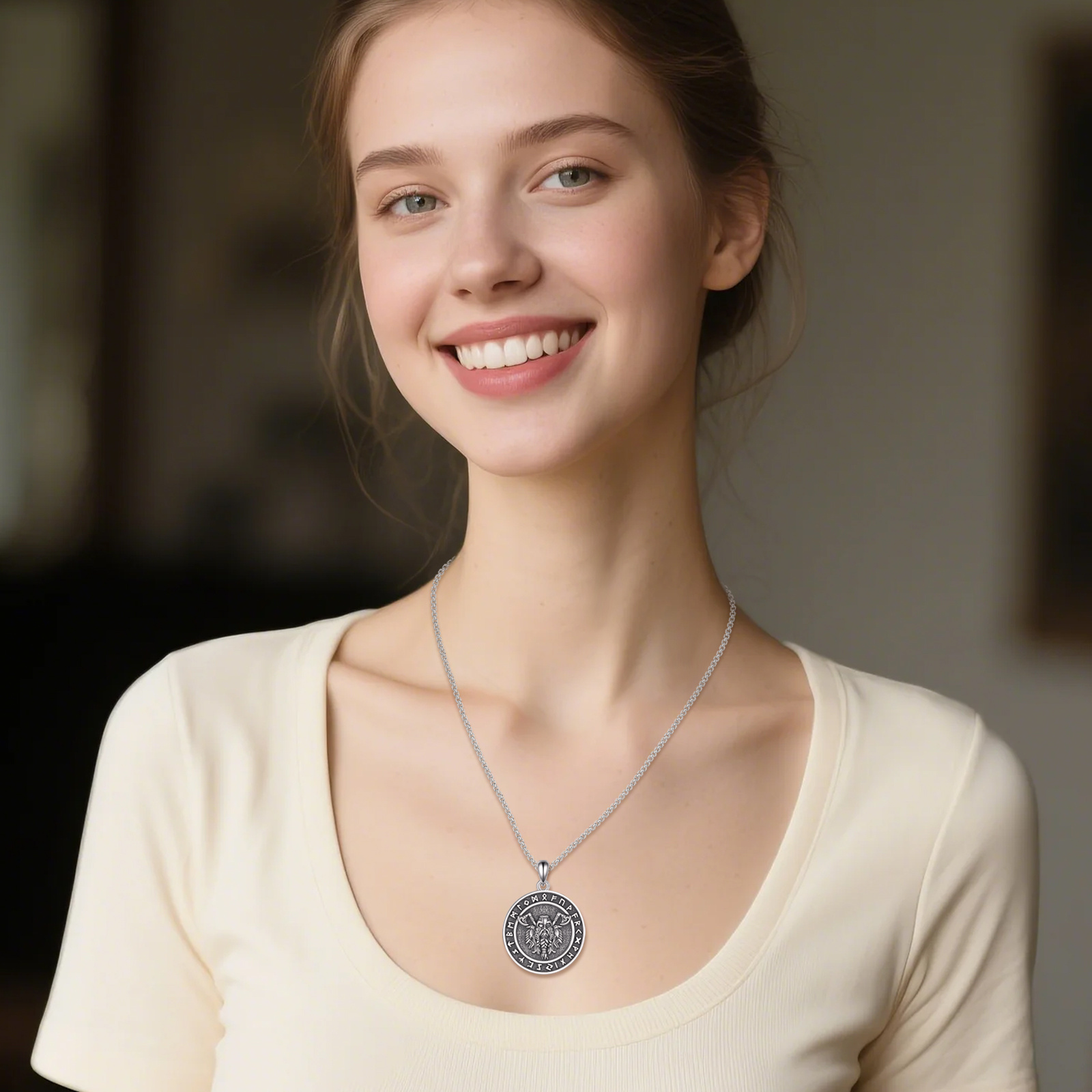 925 Sterling Silver Odin Necklace, Unisex Gift