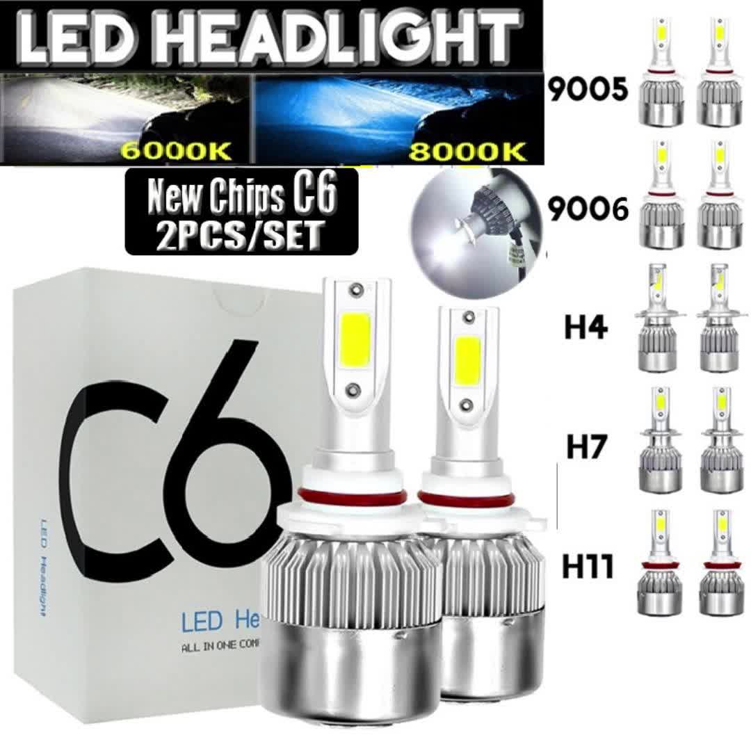 COB C6 LED C6 H4 Led Headlight Kit Real 7600LM, 120W H1 H3 H4 H7