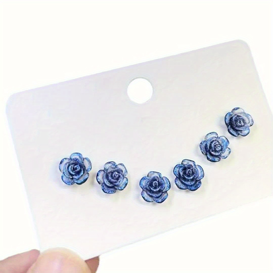 6pcs Resin Flower Earrings Set for Sensitive Ears