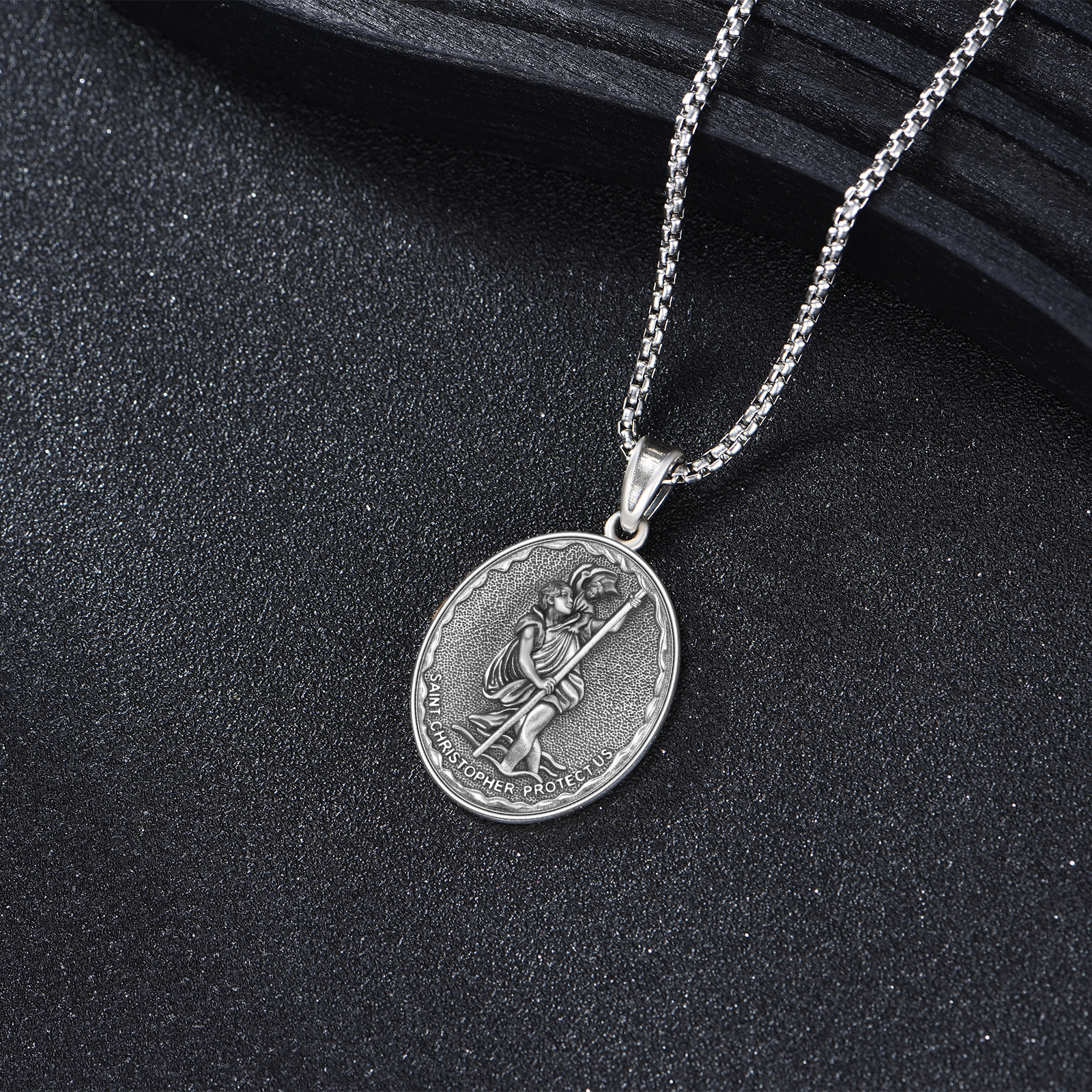 St. Christopher Pendant Necklace in 925 Sterling Silver for Men and Women