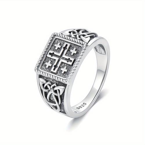Cross Ring 925 Sterling Silver Cross Signet Rings Size 9 Christian Jewelry for Men, Faith Accessories, Religious Jewelry, Classic Ring, Jewelry, Handcrafted Ring, Durable Jewelry, Men S Religious Ring, Military Style Jewelry, Wedding Gifts, Divine Jewelry Buyers (Christian Gifts, Medal), Ready Moaned, rings Jewelry for women, Faithbased Jewelry, Design