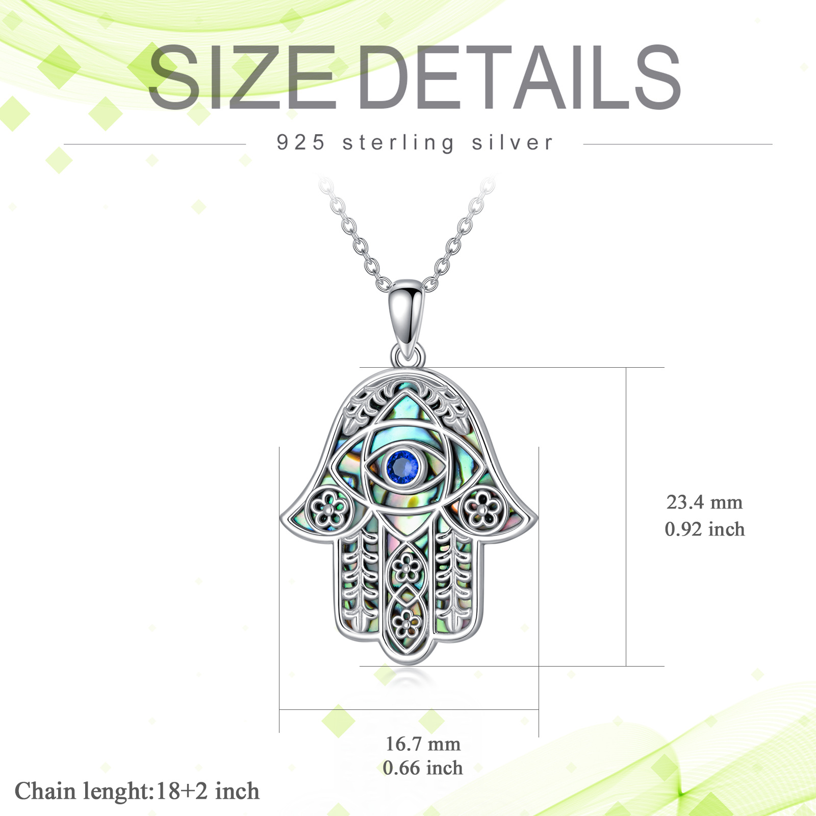 Women's Hamsa Hand Evil Eye Pendant Necklace, Elegant Gift