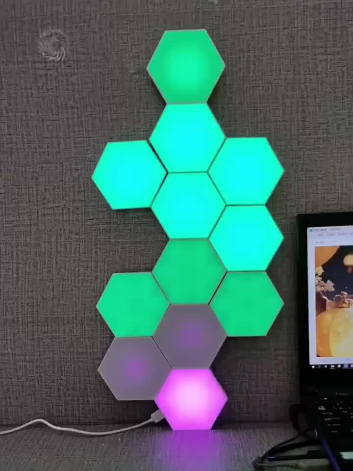 Smart App Remote Rgb Wall Light Hexagonal Modular Gaming - Temu