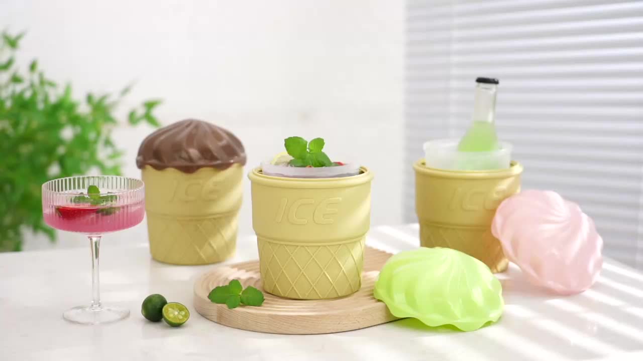 Multi functional Ice Bucket With Lid Ice Cream Cone Shaped - Temu