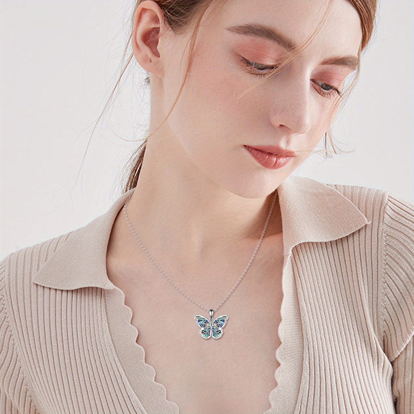 Women's 925 Sterling Silver Butterfly Pendant Necklace