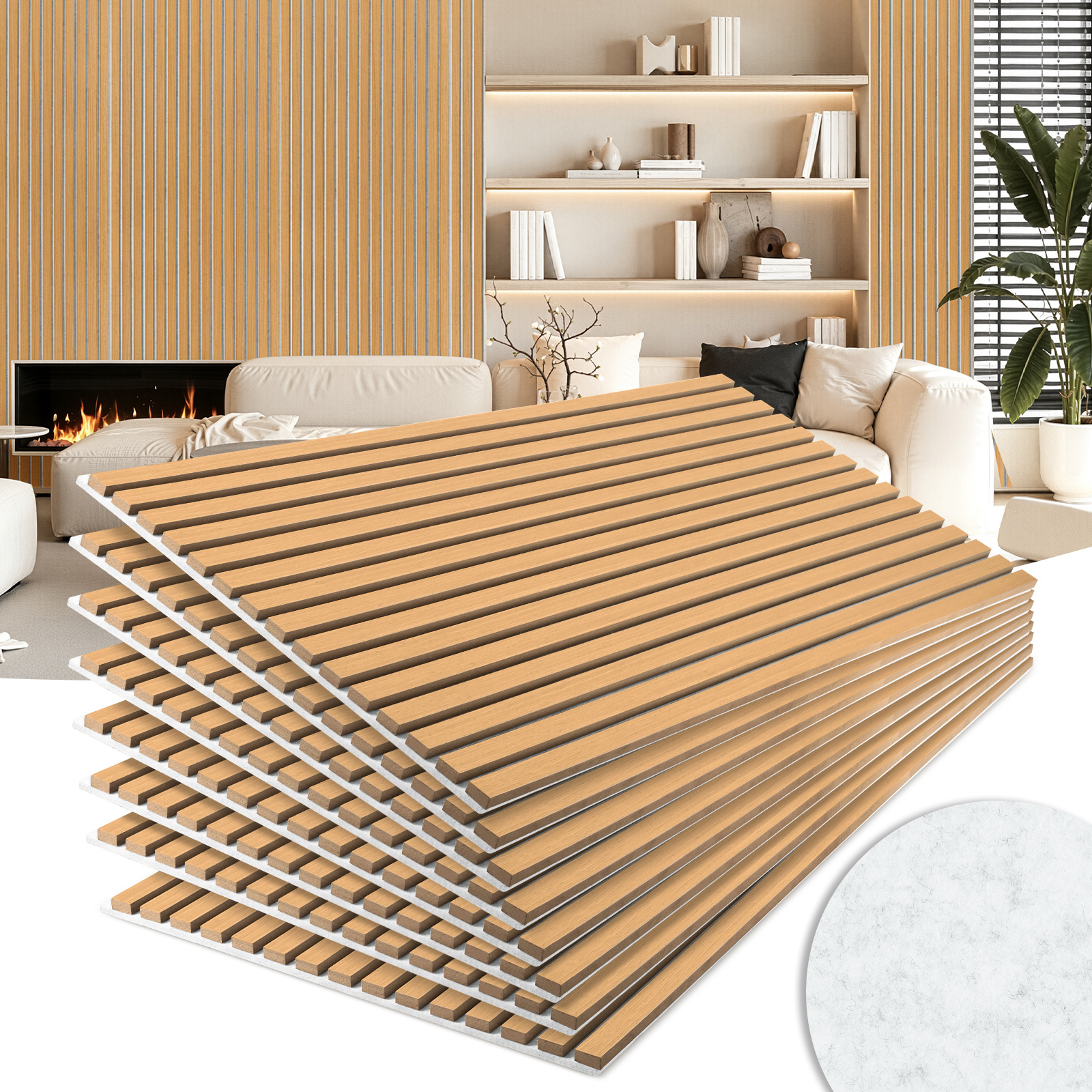 Set Of 8 Wooden Acoustic Panels: Solid Oak With Acoustic , Soundproofing, Wall Cladding And Extra-thick Acoustic Felt (silver-gray)