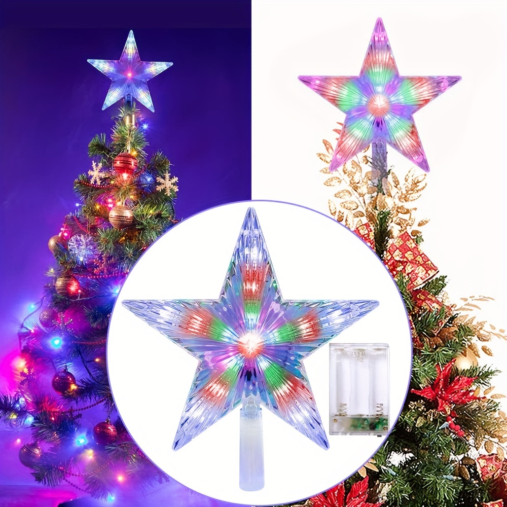 Christmas Tree Topper Light Smart App Remote Control 7 LED Color Changing  Star Tree Toppers Sync with Music Dimmable Timer USB Plug in/Wire 16.4Ft  Topper for Xmas Party Holiday 