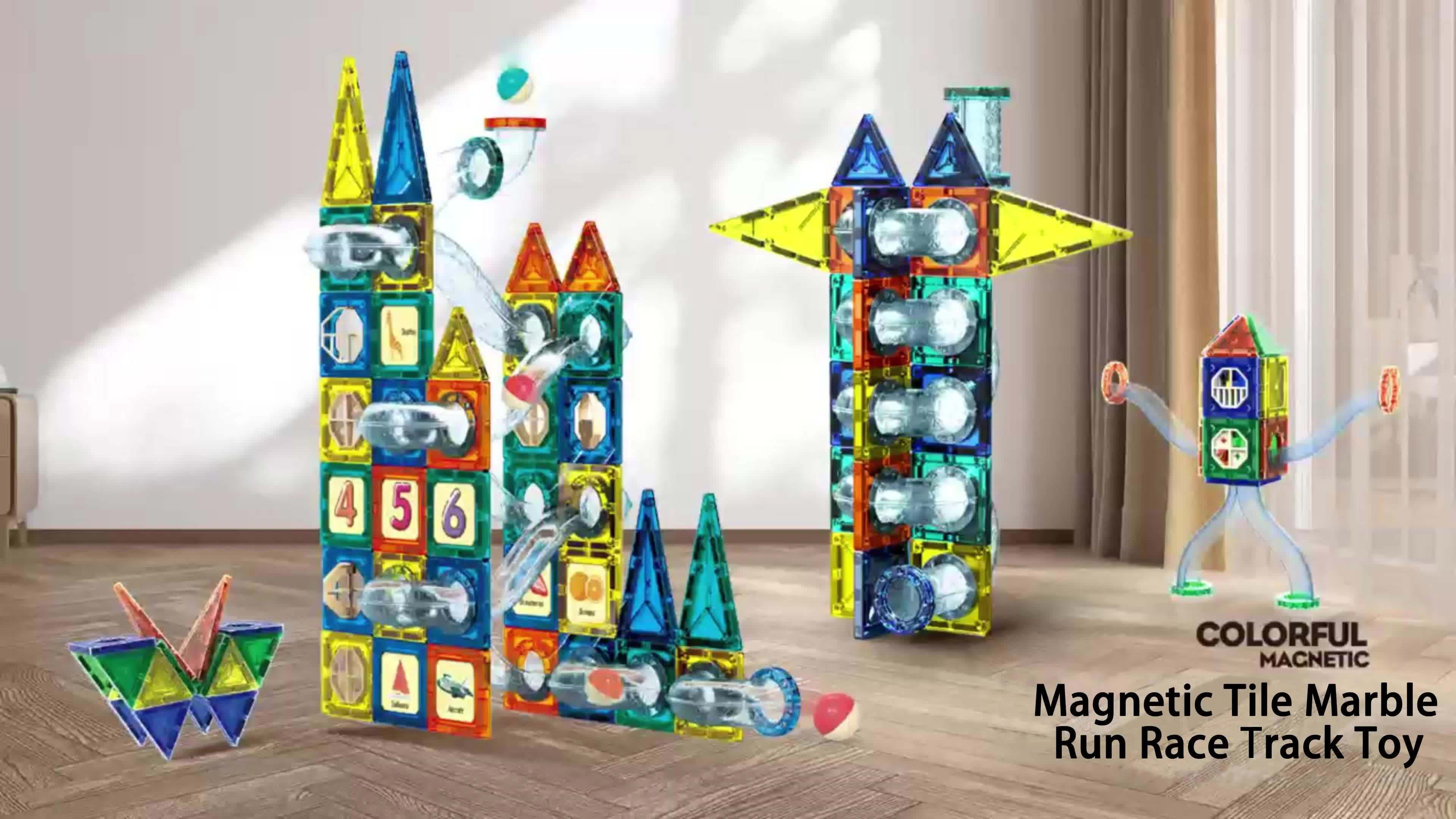 Magnetic Tiles For Kids Marbles For Kids 105Pcs Marble Run Race - Main Image