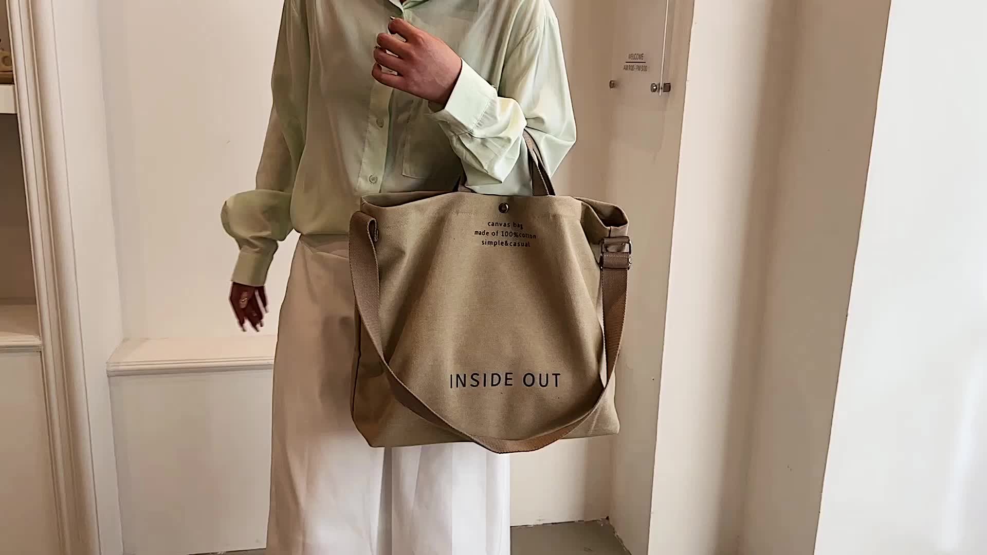 Letter Detail Tote Bag, Women's Simple Canvas Handbag Large Versatile  Shopping Bag Stylish Solid Color Satchel Bag: The Perfect Office & Work  Shoulder