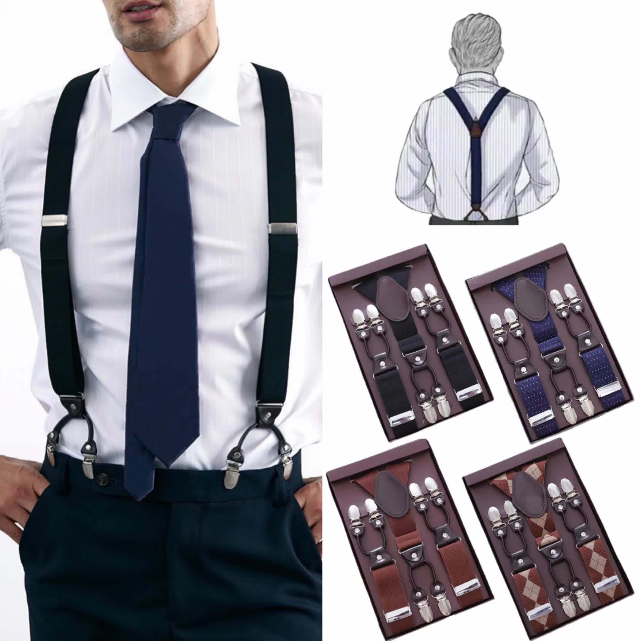 Suspenders For Men, Black Mens Suspenders Heavy Duty Clips Mens Braces  Elastic Suspenders Y Back Suspenders Adjustable Suspenders Mens Suspenders