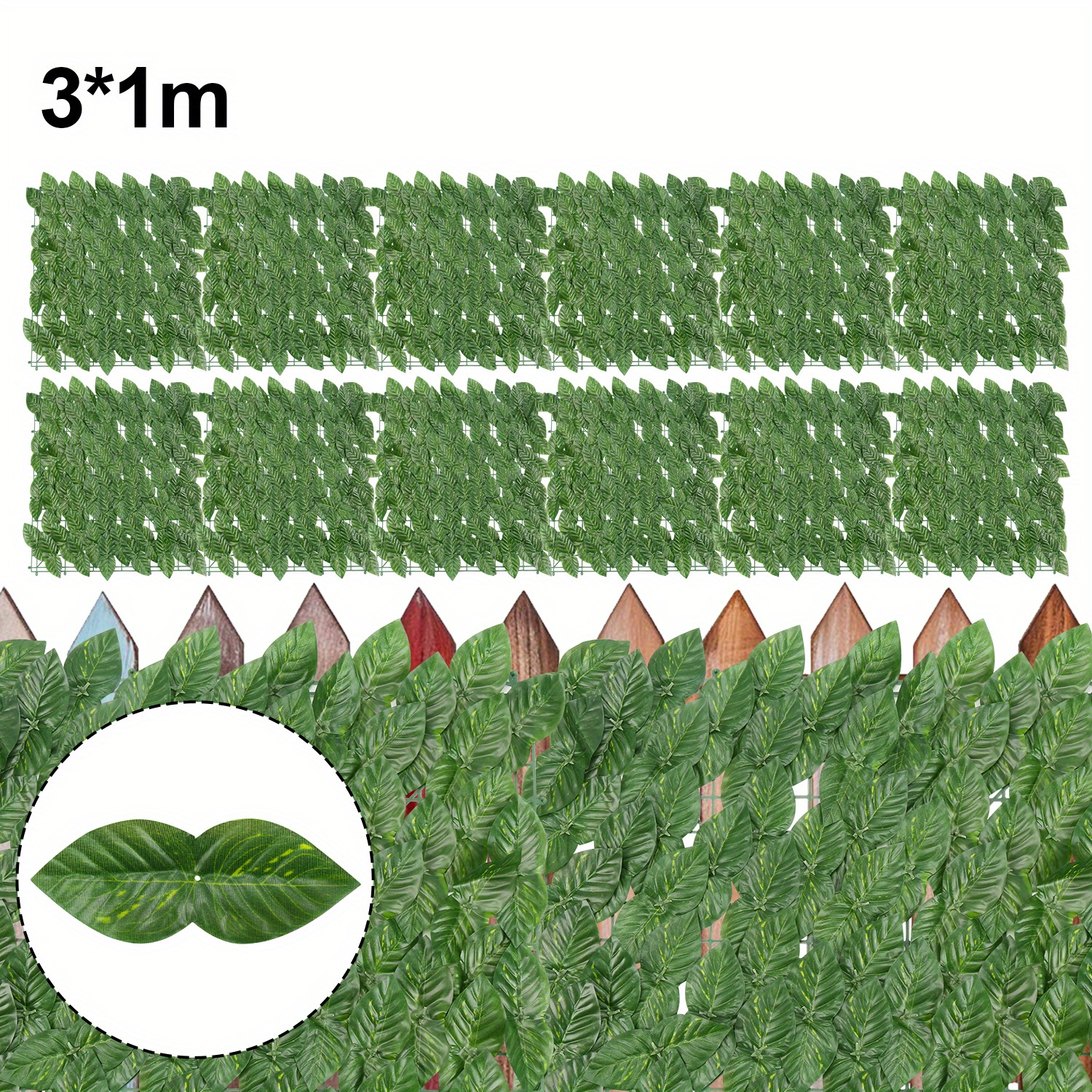 Image of 100x300cm Artificial Ivy Privacy Screen Fence - Uv Protected, Realistic Green Plastic Leaves For Outdoor Patio & Garden Decor, A Ambiance, Patio Enhancement | Natural | Maintenancefree Greenery