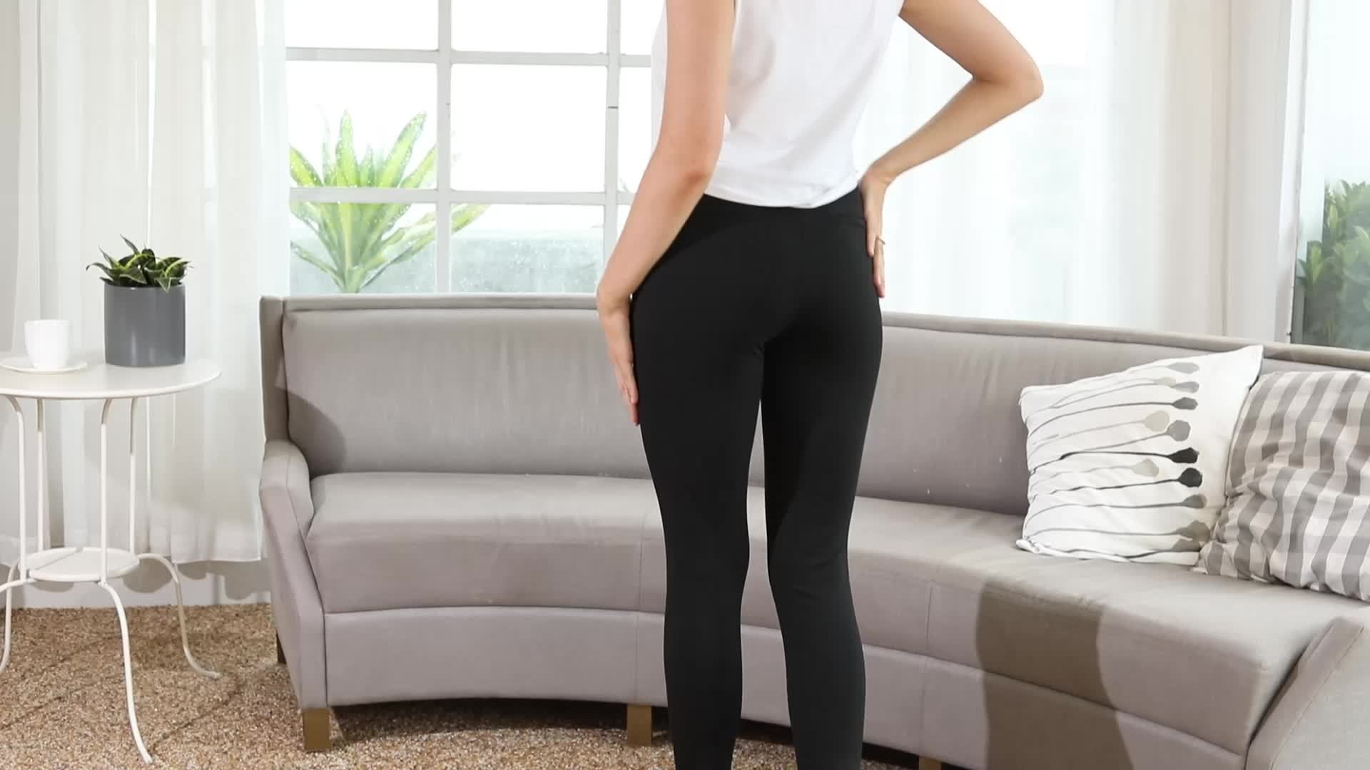 Solid High Waist Leggings, Elegant Slim Cropped Work Office Leggings With  Pockets, Women's Clothing
