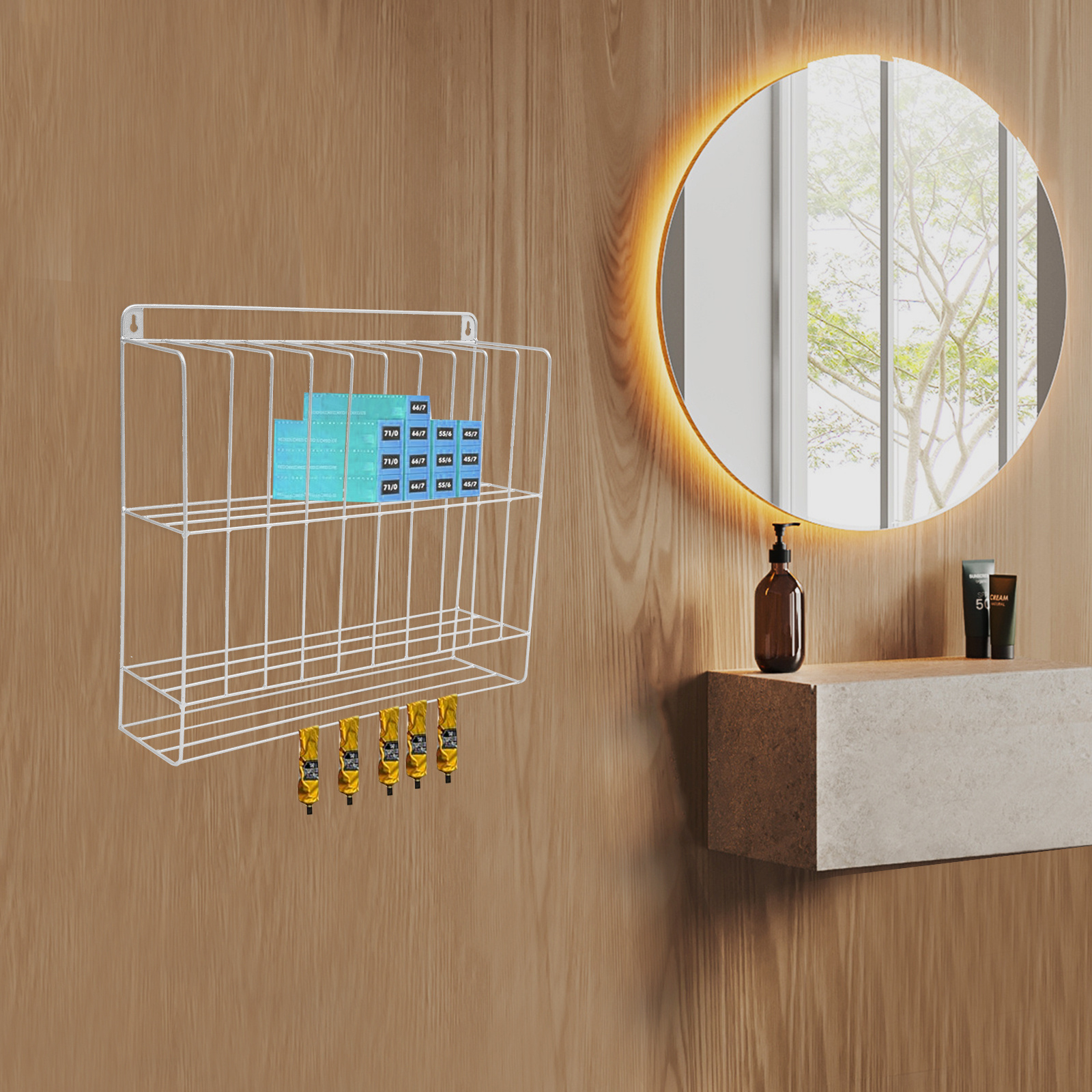 wall mounted hair dye storage rack, salon hair dye tube storage - Main Image