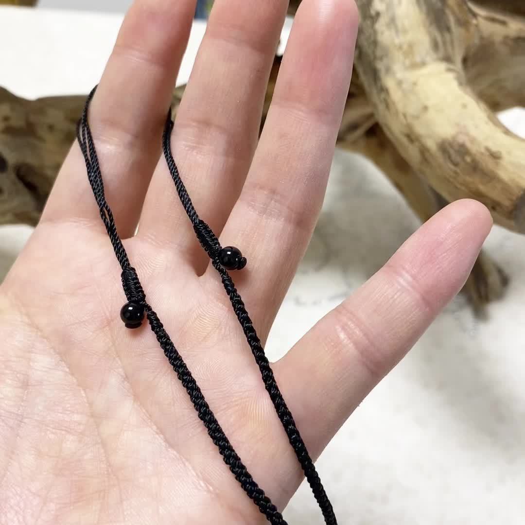 Braided Pendant Necklace with Adjustable Lanyard